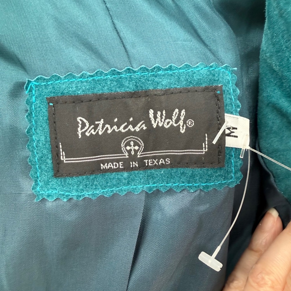 Vintage Patricia Wolf Suede Jacket Teal Horses Western Padded NWT Medium - Picture 6 of 10